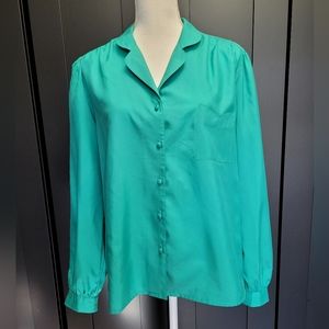 Vintage Jasara by Ship'N Shore collared button down turquoise blouse
